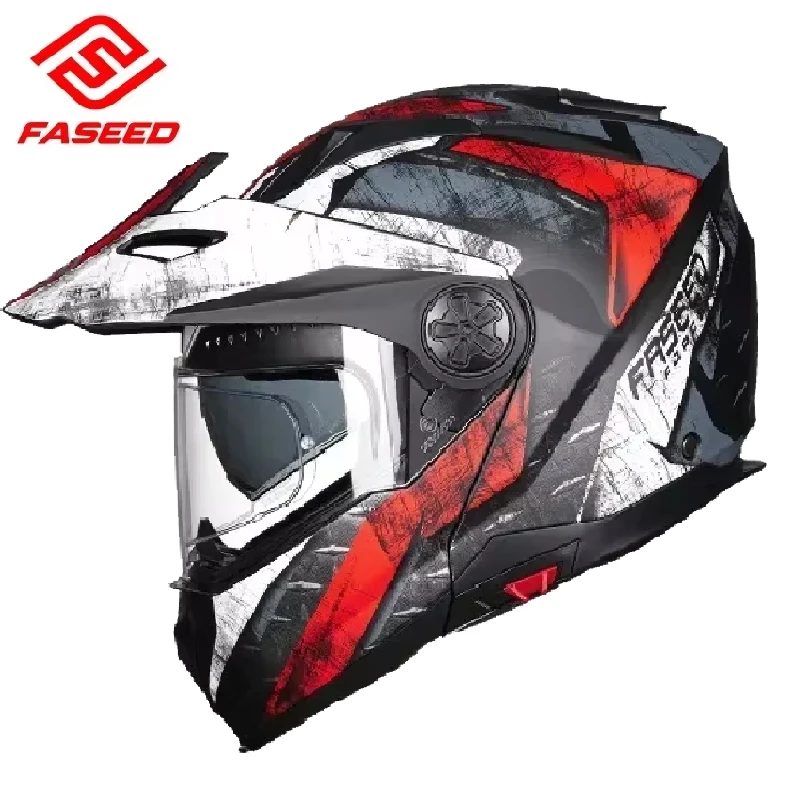 FASEED Flip Up Motorcycle Helmet DOT ECE Certification Full Face Double Len Off-road Helmet Cascos Para Moto Capacete Men Casco