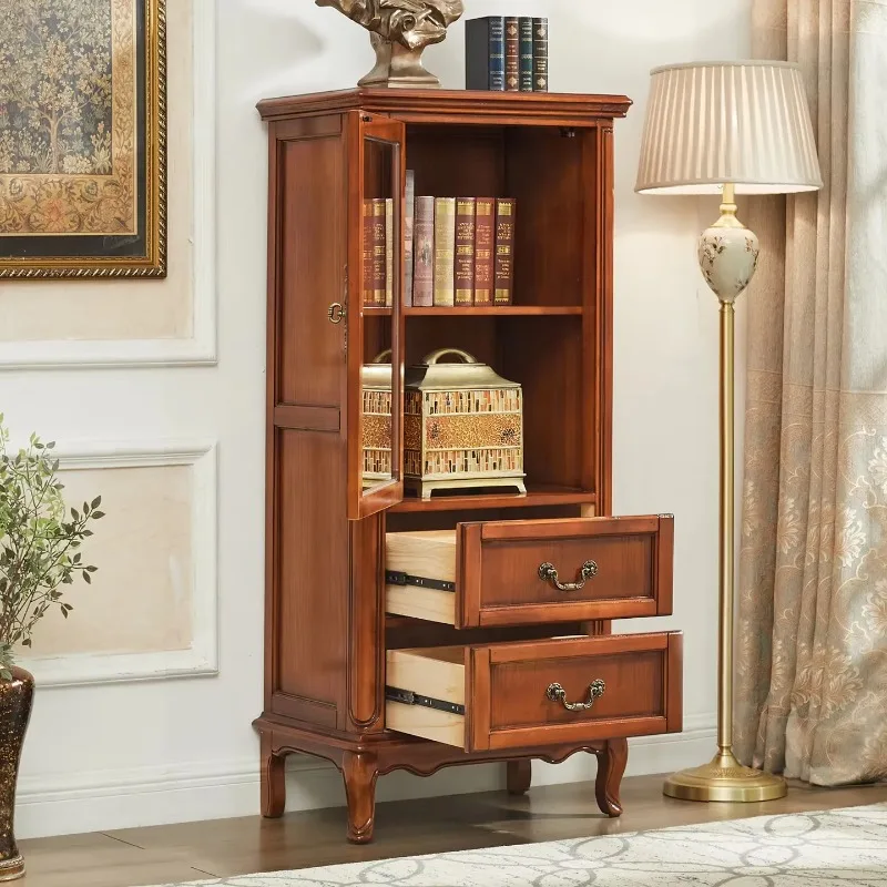 GR6   Solid Wood With Door Single Door Living Room Display Cabinet Household European Locker Furniture