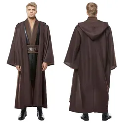 Anakin Skywalker disfraz de Cosplay, uniforme marrón, capa, trajes de fantasía para hombres, ropa de fiesta de Halloween