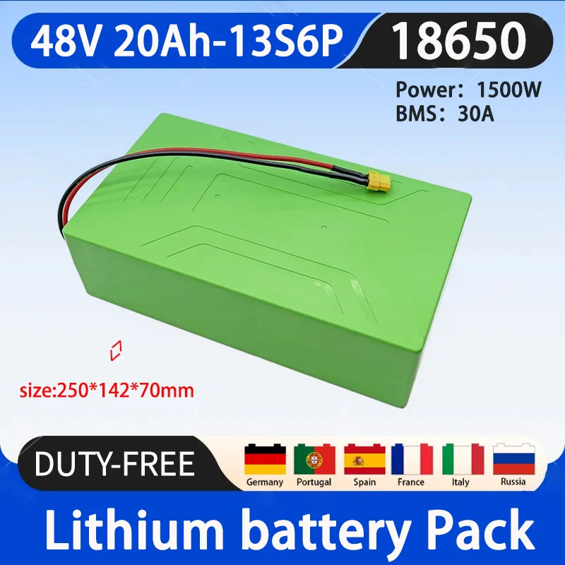 48V 20Ah 18650 lithium battery pack 1200W, built-in 30A BMS, suitable for batteries with waterproof casing, outdoor backup batte