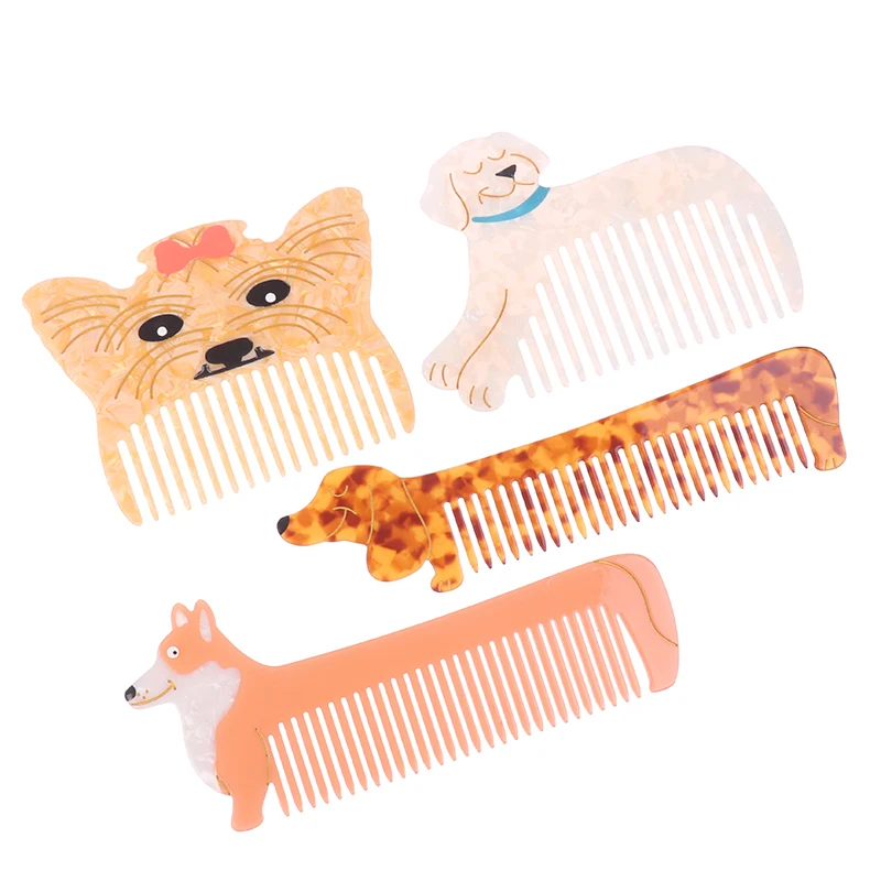 大きな歯の子犬のデザインの櫛,アセテートの理髪の櫛,帯電防止マッサージヘアブラシ,カラフルなスタイリングツール,かわいい