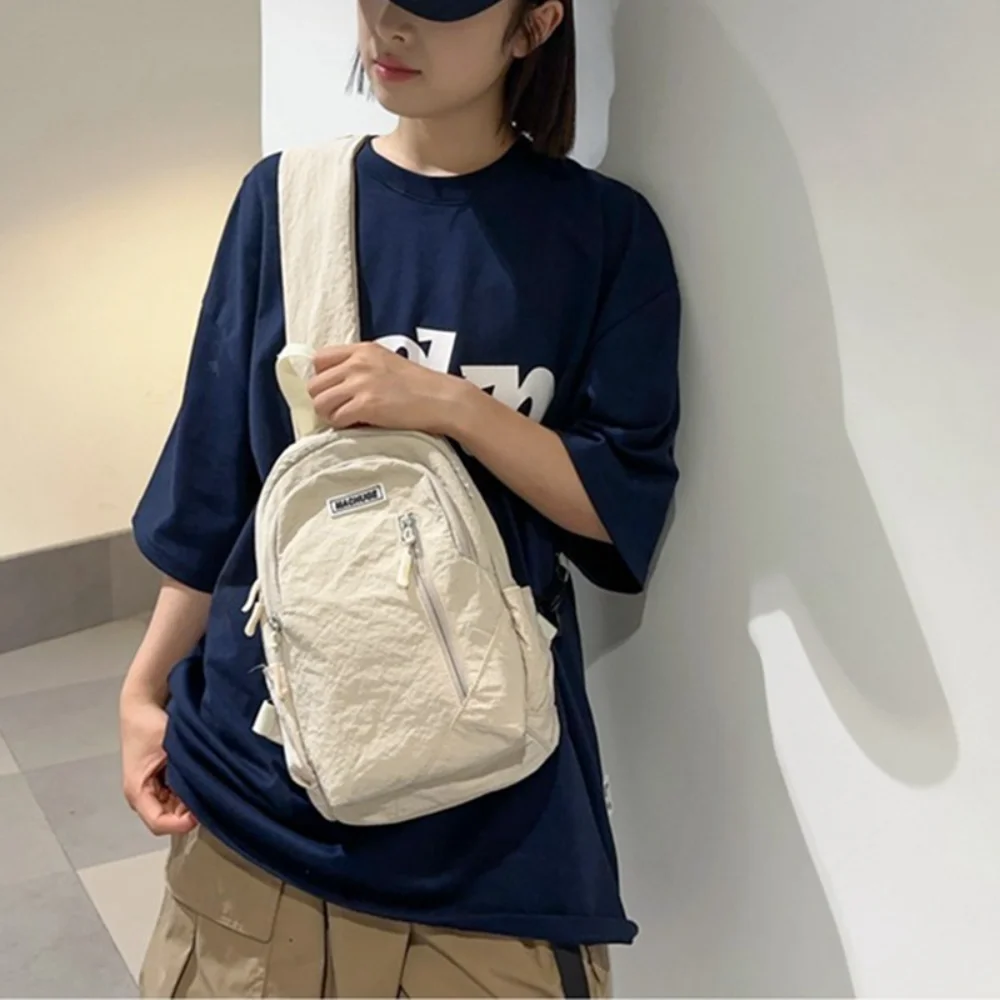 حقيبة الظهر عادية الرجال حقيبة صدر للرجال متعددة الوظائف حزام قابل للتعديل حقيبة ظهر ذات حمالة سعة كبيرة النايلون الرجال حقيبة كروسبودي للجنسين #4