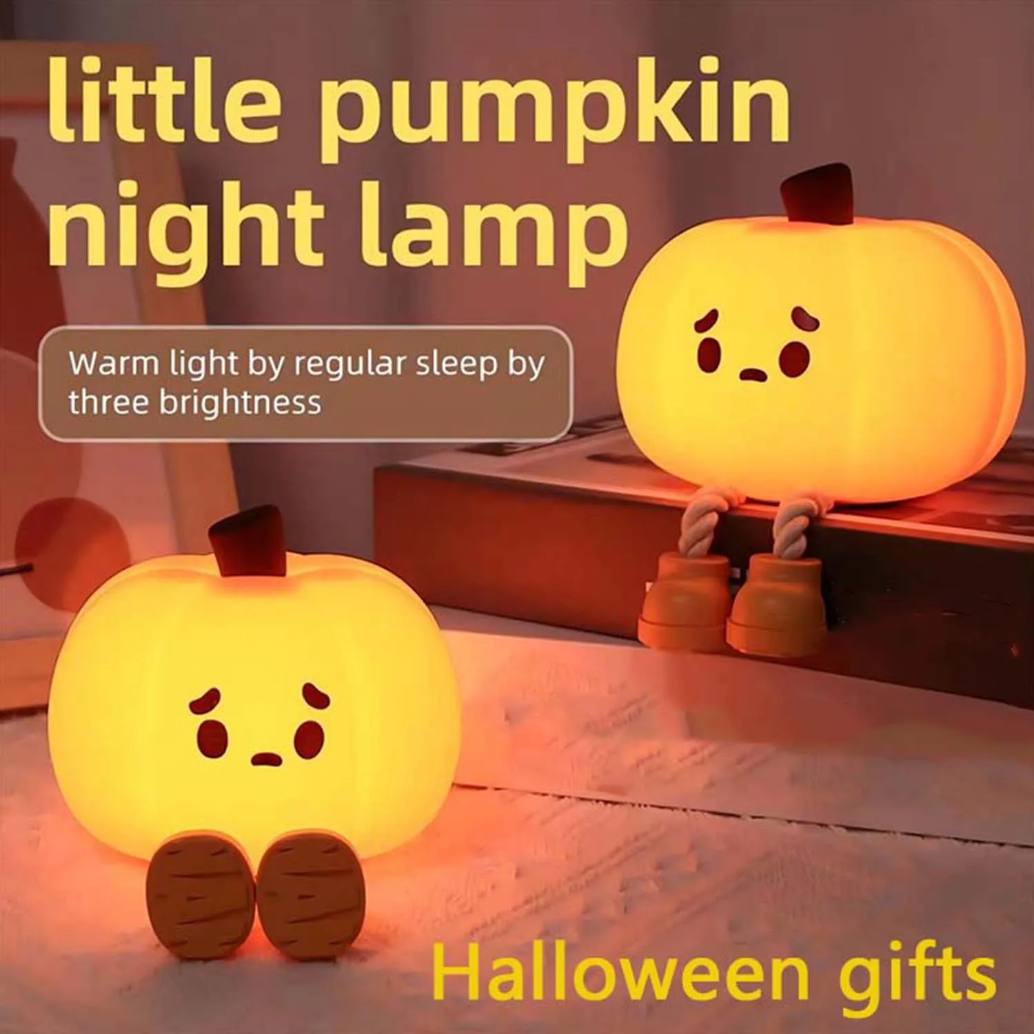 مصباح مكتبي من السيليكون الناعم على شكل يقطين لطيف، حامل هاتف محمول قابل للتعتيم، هدية للعطلات بجانب السرير، قراءة المكتب، ديكور الهالوين