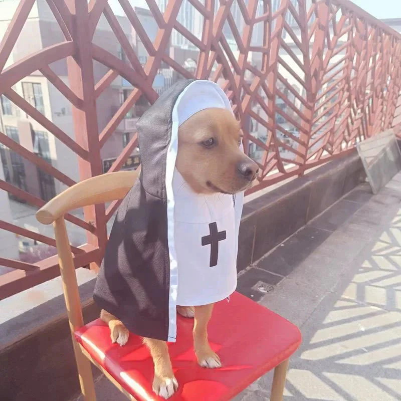 Pet Cat Dog Nun Cloak Halloween Costumes Cosplay Dress Kawaii Pet Clothe Cat Kitten Puppy Funny Accessoties Gift Dog Cat Supplie