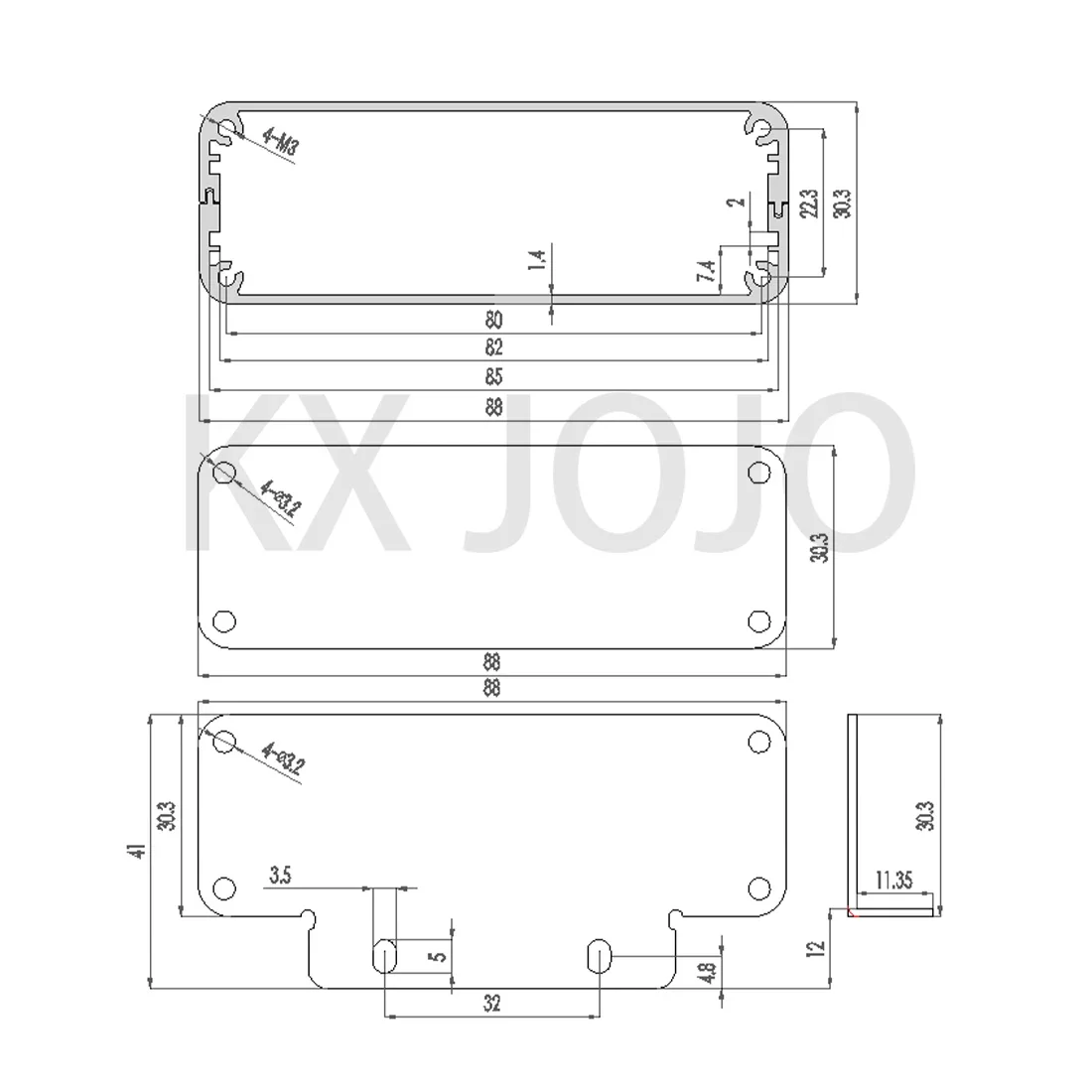 Aluminium Behuizing 88*30*120/130Mm Split Case Zilver/Zwart Waterdichte Doos Type Elektronische Doos Diy Power Behuizing Instrument