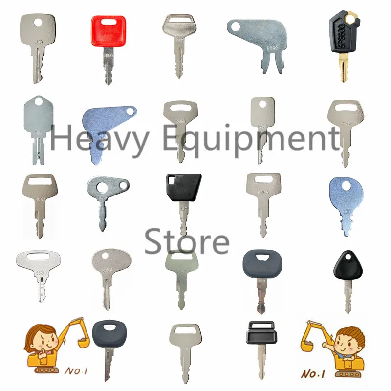 23 Keys Heavy Equipment Construction Ignition Key For Caterpillar Volvo BOBCAT Hitachi Komatsu Excavator Backhoe Forklift p0p