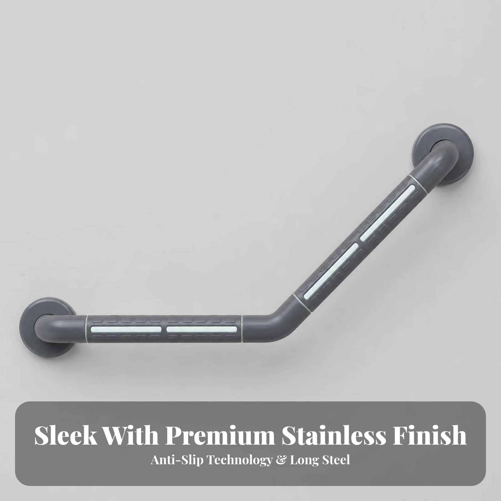 L-Shaped Grab Bar Wall-Mounted Grab Bar with Luminous Strips Bathroom Hand Rail Stainless Steel Handrail Rust Resistant