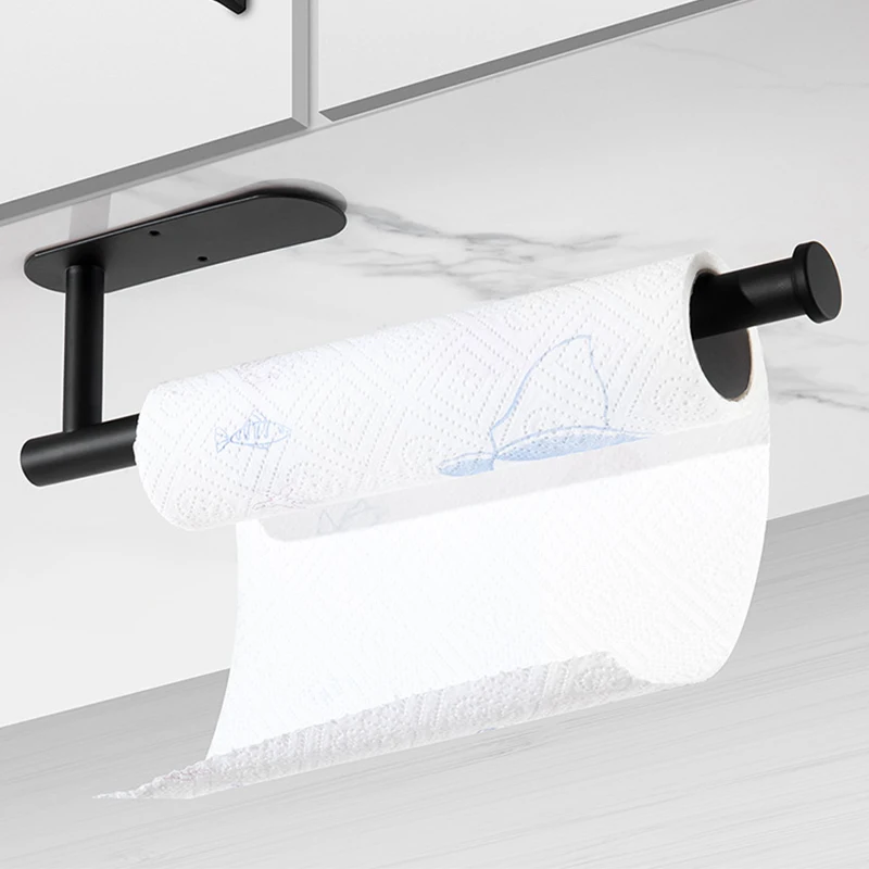 No Punching Toilet Paper Holder Paper Roll Towel Cling Film Organizer Under-cabinet Paper Towel Holder for Kitchen Bathroom