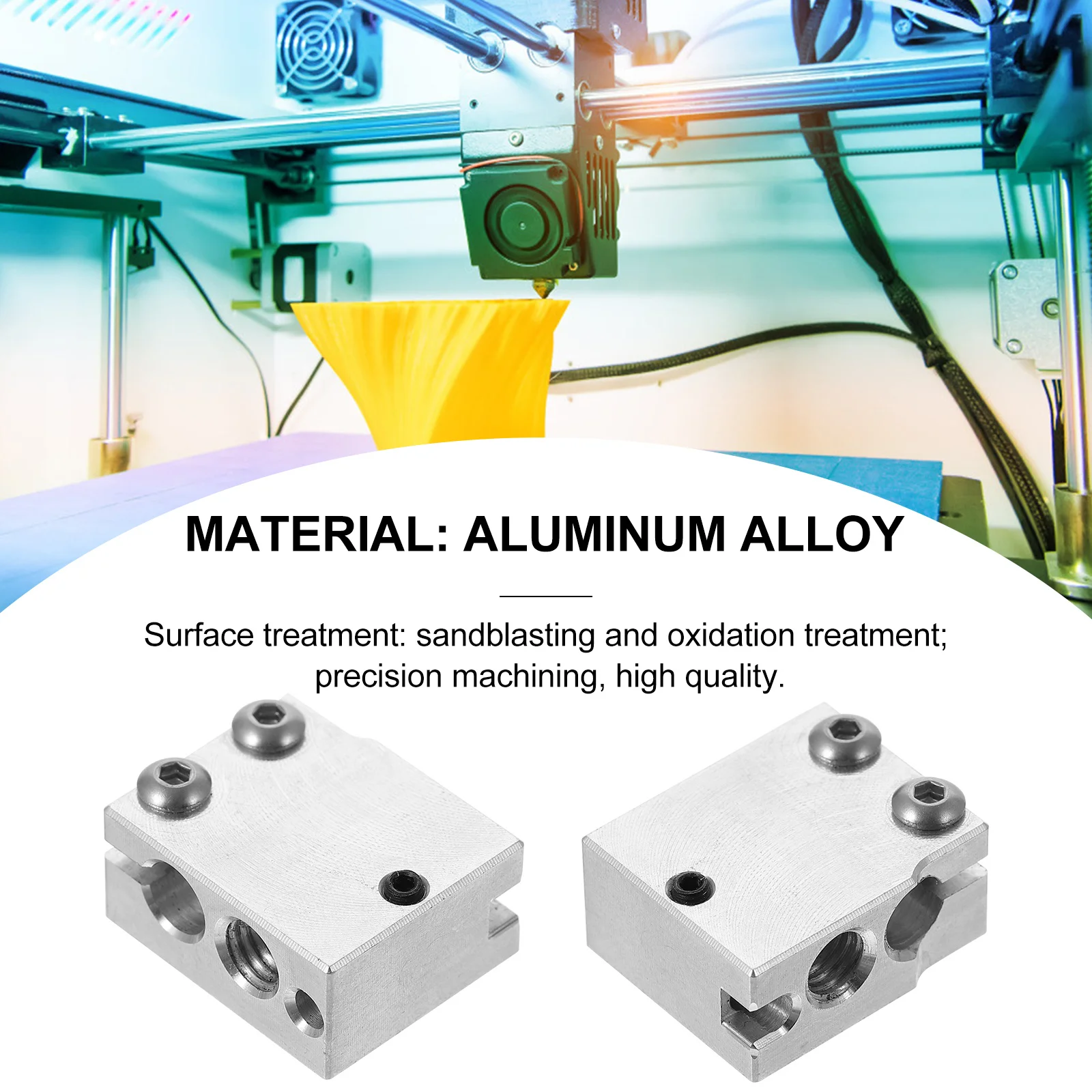 

1Pcs Aluminum Heating Block Stable Temperature Control Easy Install High Performance for 3D Printer Hot End Heater Extruder