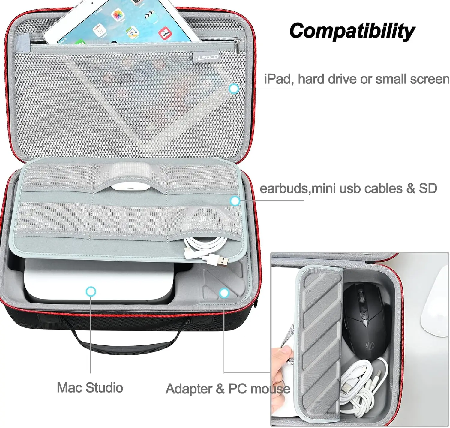 Imagem -03 - Estojo Rígido para Apple Mac Studio m2 m1 Max Ultra Laptop Case à Prova de Choque Resistente à Água Shell Protetor