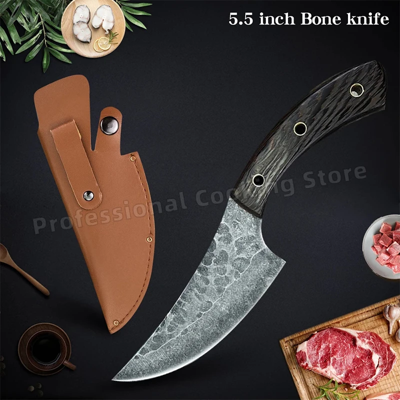 

Full-Tang Hand-forged Chef Knife stainless steel Butcher Boning Meat Cleaver Kitchen Cooker Fishing Knives