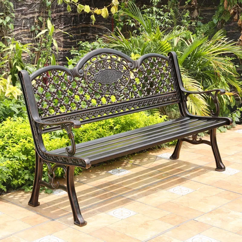 for European Park Chair Shopping Mall Rest Chair Outdoor Row Chair Aluminum Alloy Balcony Chair Patio Bench Garden Bench