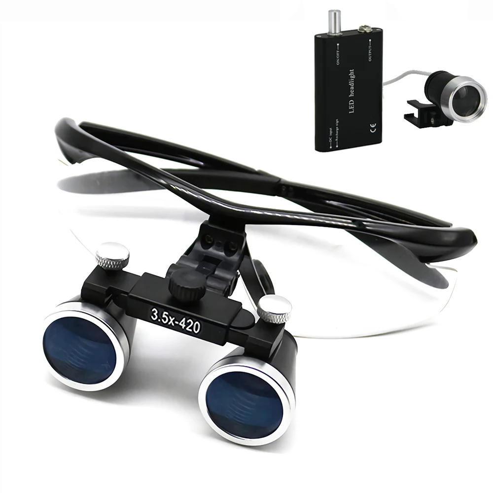 Magnification binocular, dentalS magnifying glass with 3w headlamp medical magnifying glass lamp