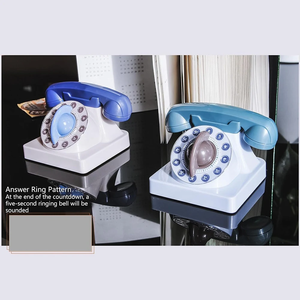 THIVN-Cartoon Phone Shaped Mechanical Winding Manual 360 Degree Rotating Timer, Suitable For Children's Learning Organizer