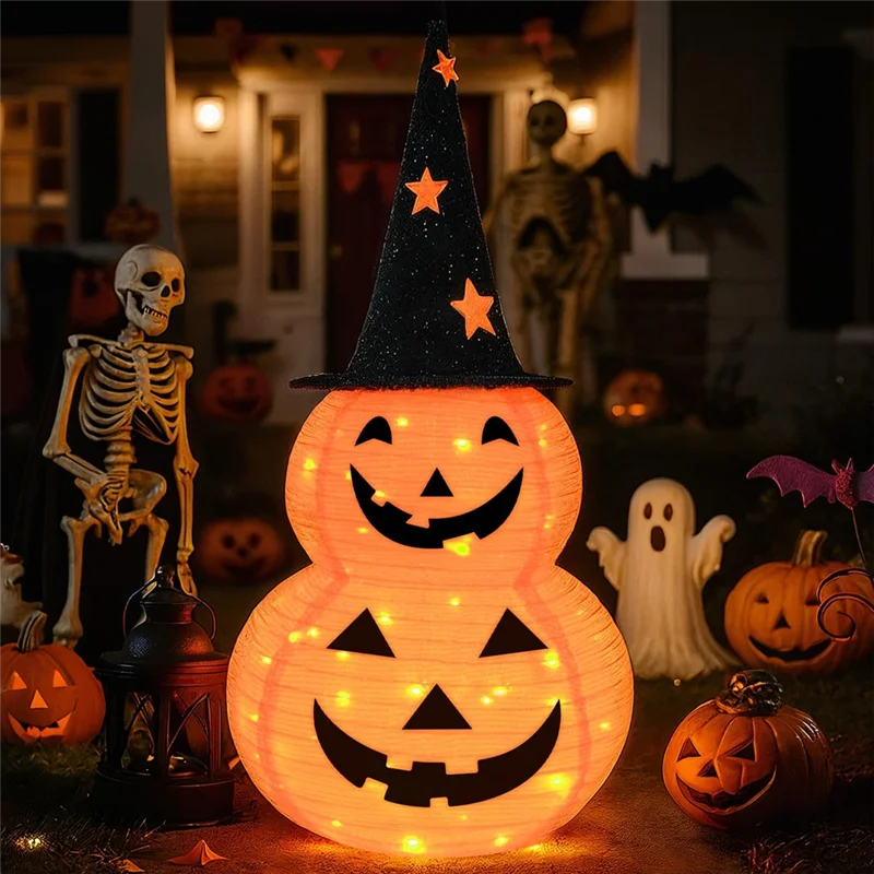 

ABKY-Halloween Decorations 3FT Battery Operated Pumpkin Lights, 8 Modes For Indoor Outdoor Yards, Parties, Home