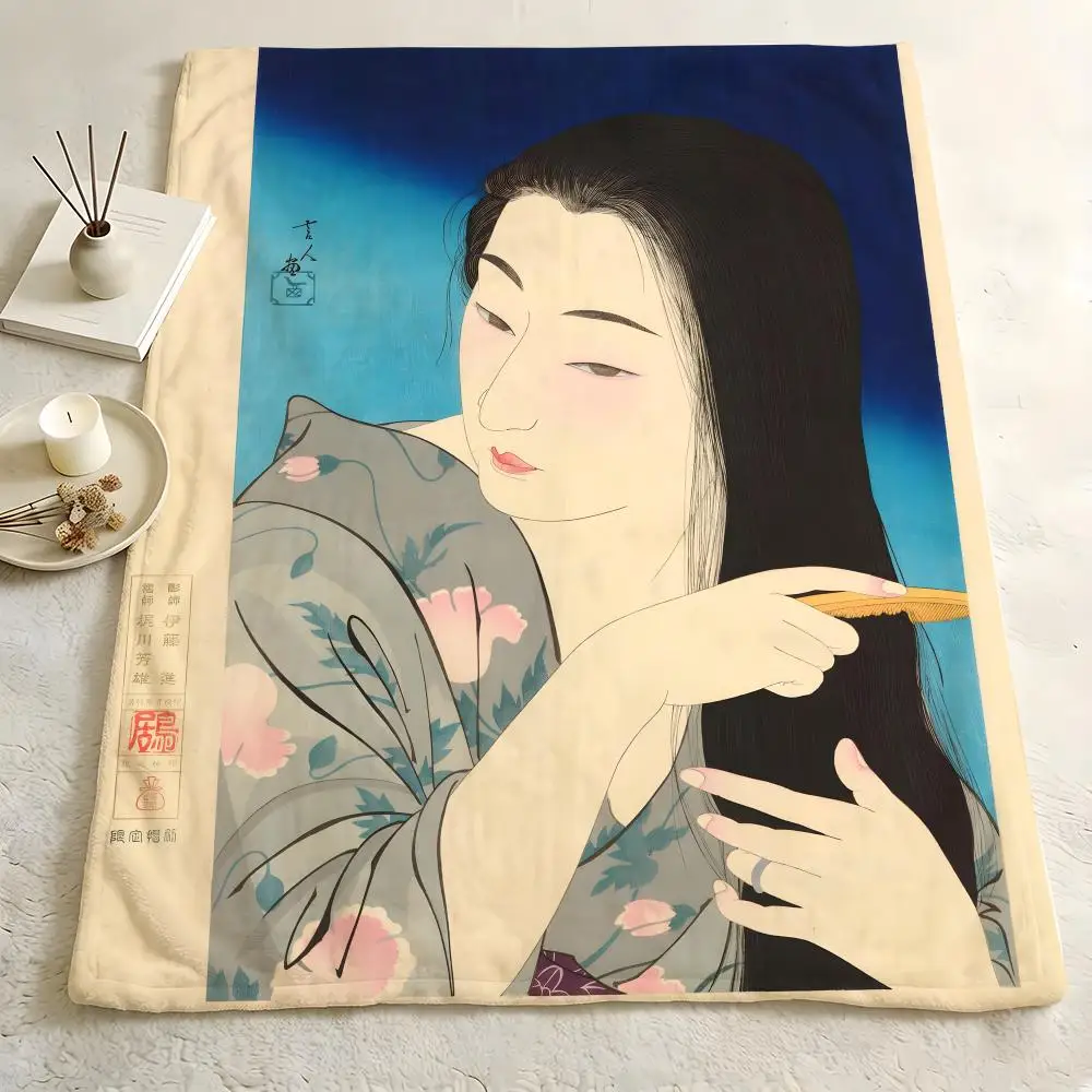Art U-Ukiyo-e Throw Warm Flannel Blanket Soft，Comfortable Travel Blanket Home Sheet Birthday Gift