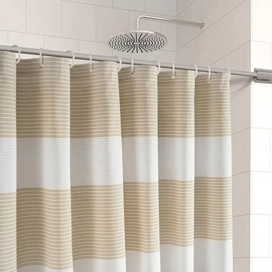

LANE LINEN Premium Shower Curtain for Bathroom - 72W x 72H - Dobby Striped Soft Textured Weave - Water Resistant and Quick Dry