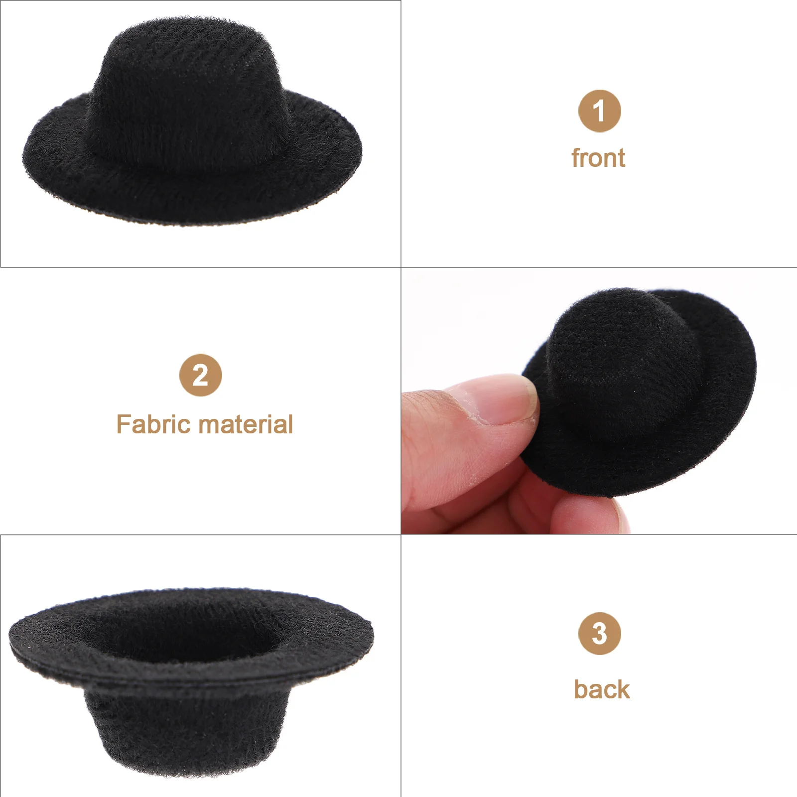 Black Miniature Felt Hats 20Pcs DIY Cylinder Topper for Party Favor Trick Costume Decoration Unique Fedora Style Accessory