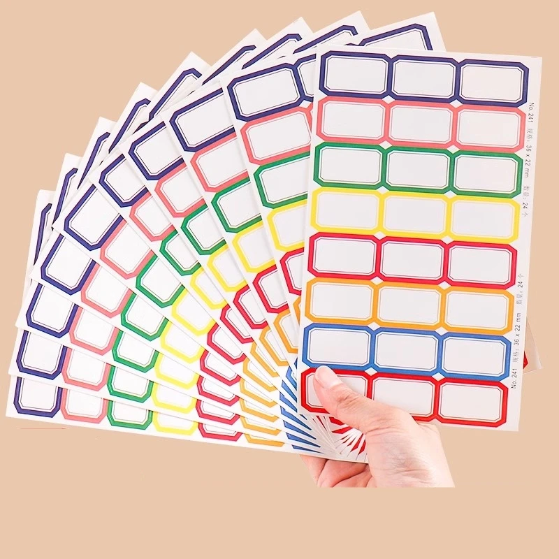 Color Rectangle Marking Stickers Food Classification Autohesion Note Paper Can Be Written Comes with Adhesive Backing Tag Paper