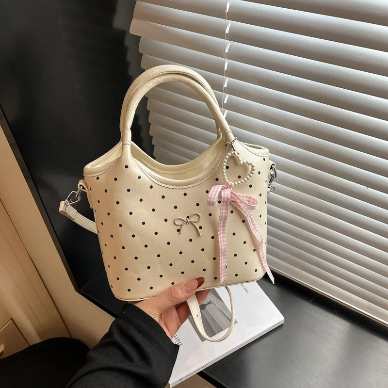 韓国スタイルの水玉模様のバケットハンドバッグ女性の大容量クロスボディバッグファッショナブルでシックなデザインのトレンディなハンドバッグショルダーバッグ
