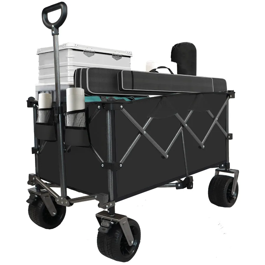 

Collapsible Folding Wagon Push Pull Foldable Beach Wagon Cart