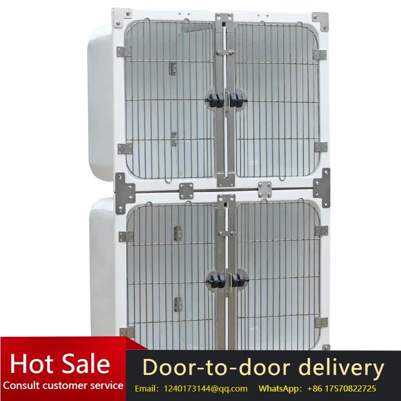 

Pet Crate Cage: Modular Design, Middle Divisible Cage, Mobile on Wheels, Fiberglass Cat Dog Pet Crate Kennel