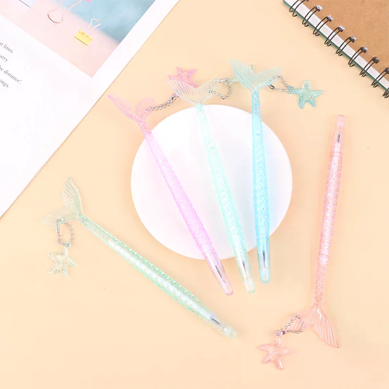 5Pcs Crystal Glitter Mermaid Pendant Neutral Pen Wedding Bridesmaid Guest Gift Kids Birthday Party Favors Pinata Fill Gifts