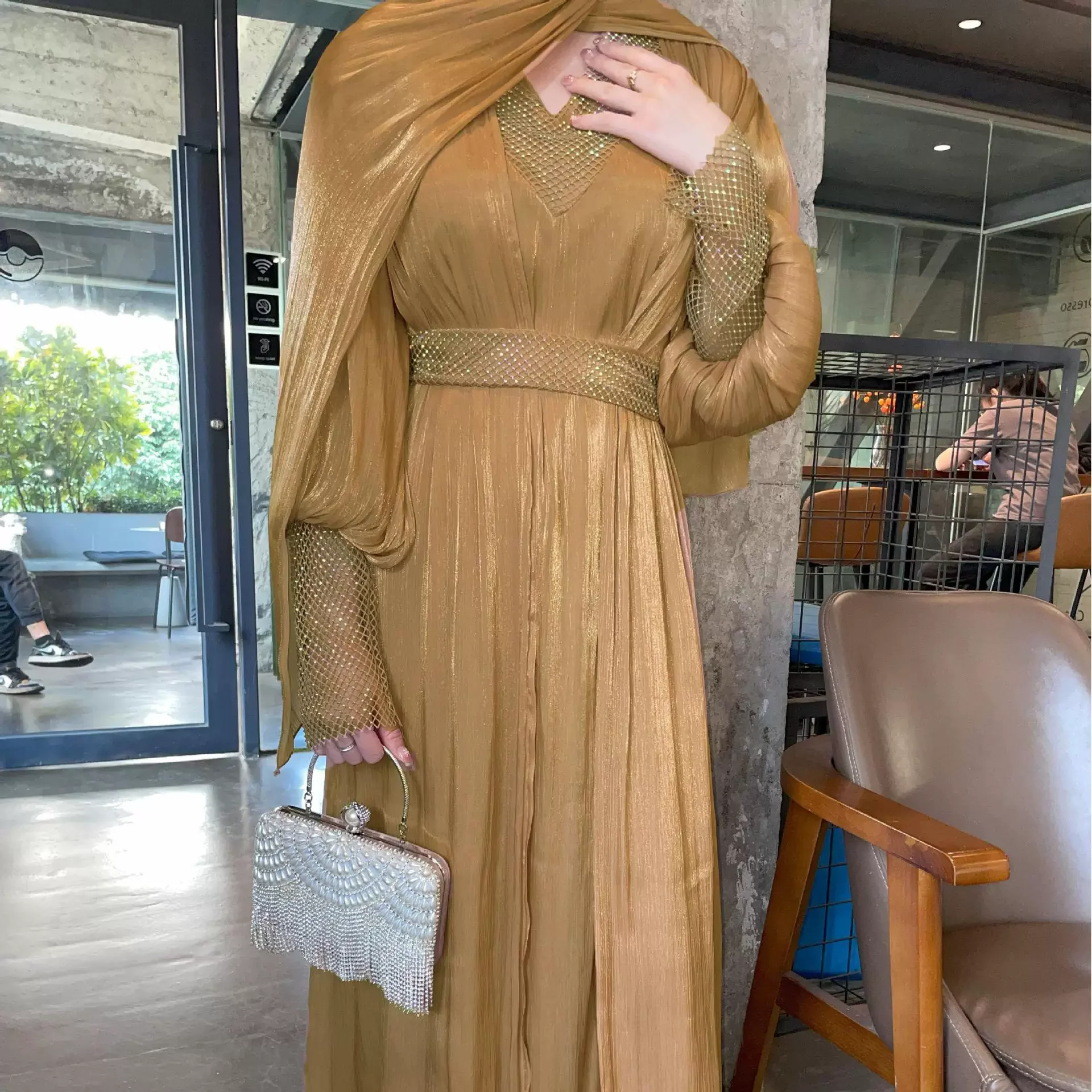 

Абая Мусульманские женские вечерние платья Шифоновые блестки Джалабия Рамадан Ид Марокко Ислам Пояса Vestidos Арабский длинный халат Дубай Кафтан