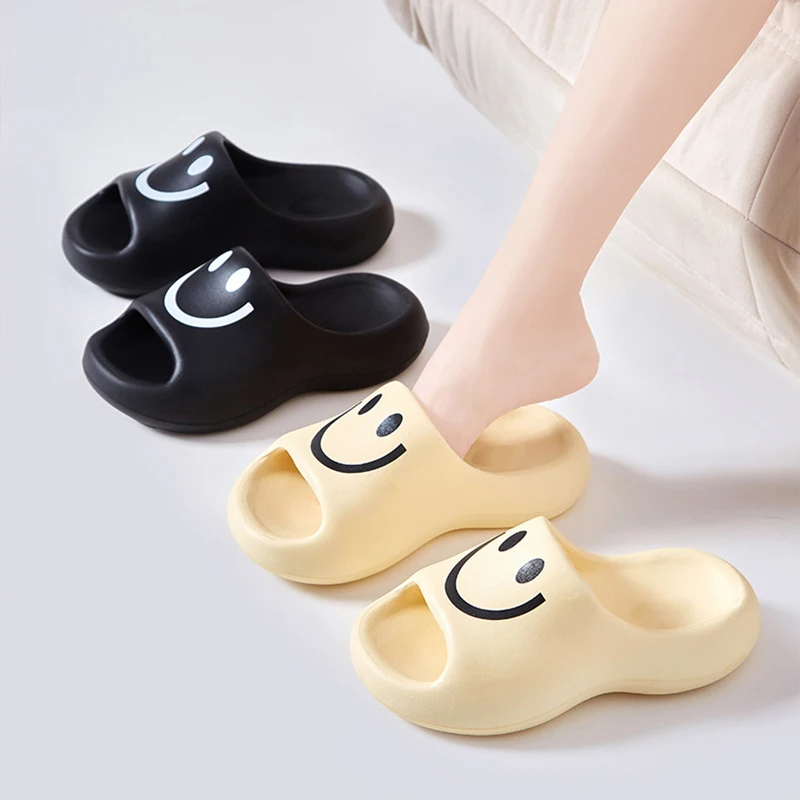 Lucyever Cartoon Thick-Soled Home Slippers Female Summer Couple Anti-Slip Pillow Slides Woman 2024 Cute Soft Beach Flip Flops