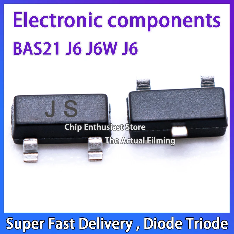 100PCS Switching Diode 250V 200mA 50ns BAS21 BAS21S SOT-23-3 SMD JS JSW JSM Quick Switch Tube Original Genuine