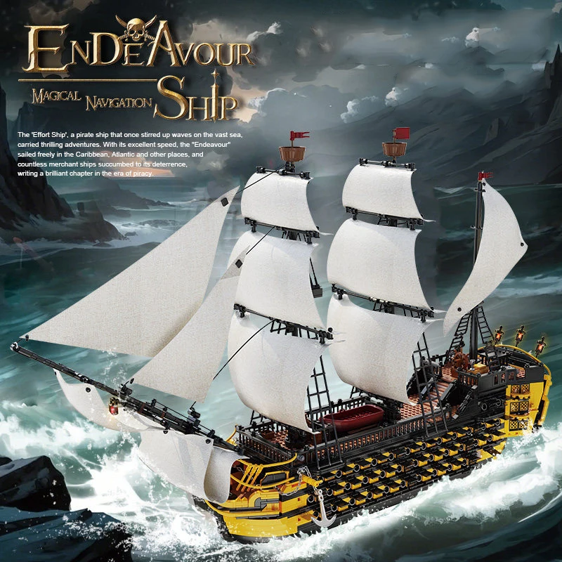 

2475PCS Endeavour Sailing Ship Building Blocks Set – MOC Pirate Warship Assemble Model Kit, DIY Desktop Decor Gift for Adults