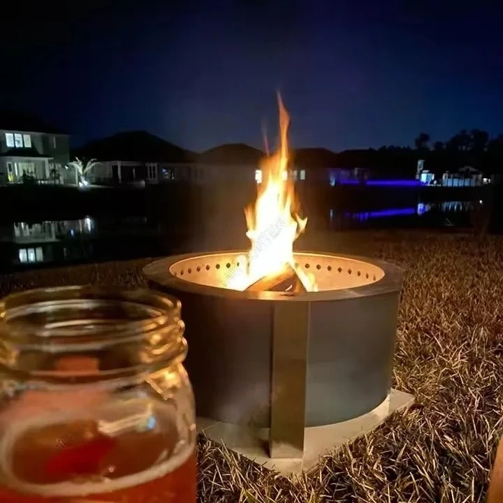 Outdoor Round Camping Stove Stainless Steel Wood Burning Fire Pits