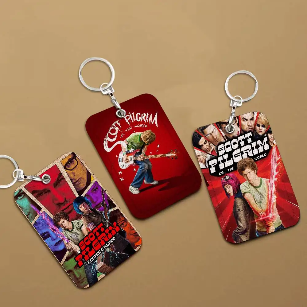 

Vintage Movie Scott Pilgrim VS The World Stylish Leather Card Holder Keychain Travel-Friendly Case for Essentials