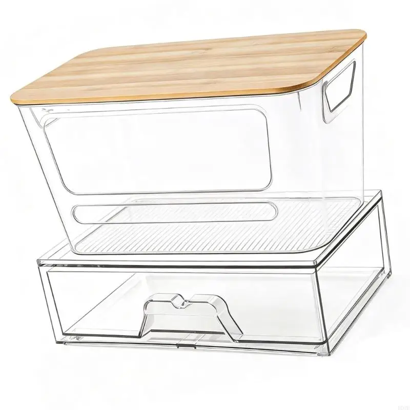 Kunststoff-Aufbewahrungsbox für Waschkapseln und Abfallsäcke mit sichtbarer Platte und unterteiltem Layout-Design B03E – Detail 10