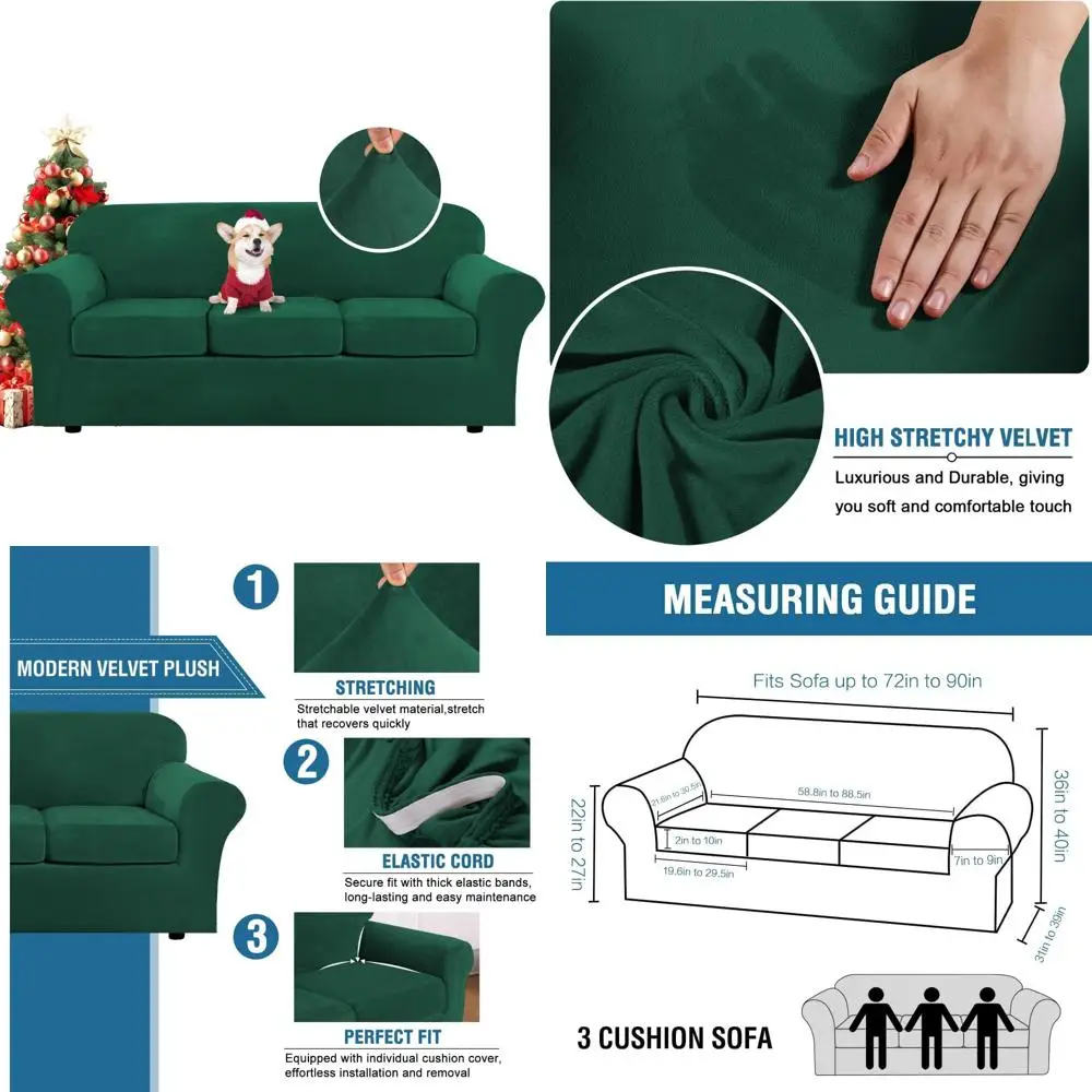 

Высокоэластичный бархатный чехол для дивана, комплект из 4 предметов - плюшевый чехол для дивана, защита для мебели, толстая бархатная форма, современный чехол для дивана f
