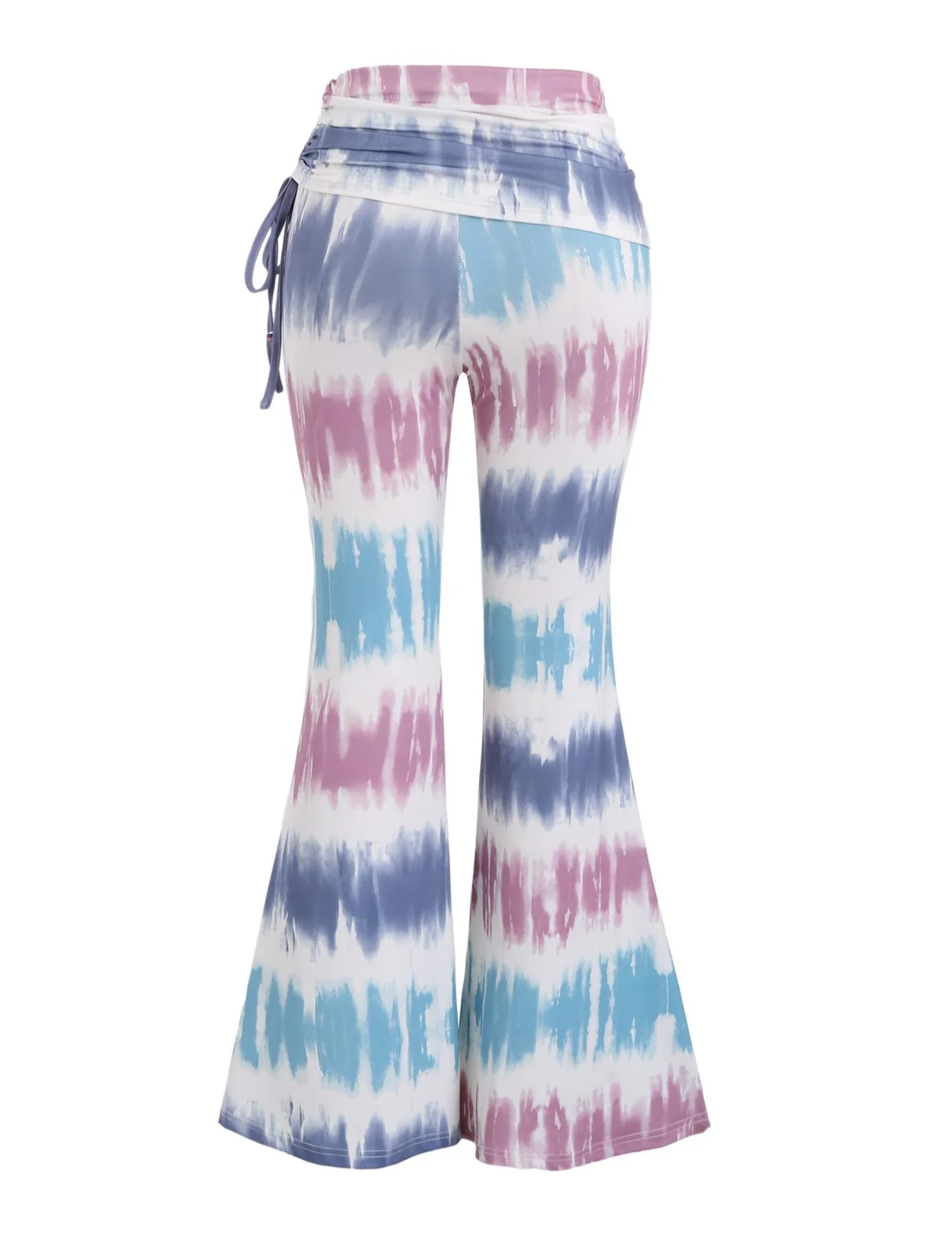 Top corto incrociato in pizzo a farfalla con pantaloni lunghi a gamba larga tie-dye Set abito casual Boho da donna