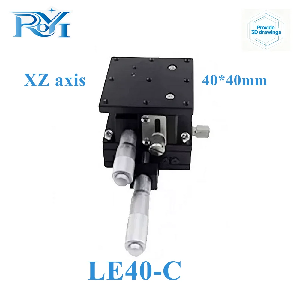 XZ Axis XZ40-L/LE40-R/LE40-C 40*40mm Manual Displacement Lift Platform Micro Cross Guide Rail Sliding Stage Trimming Table