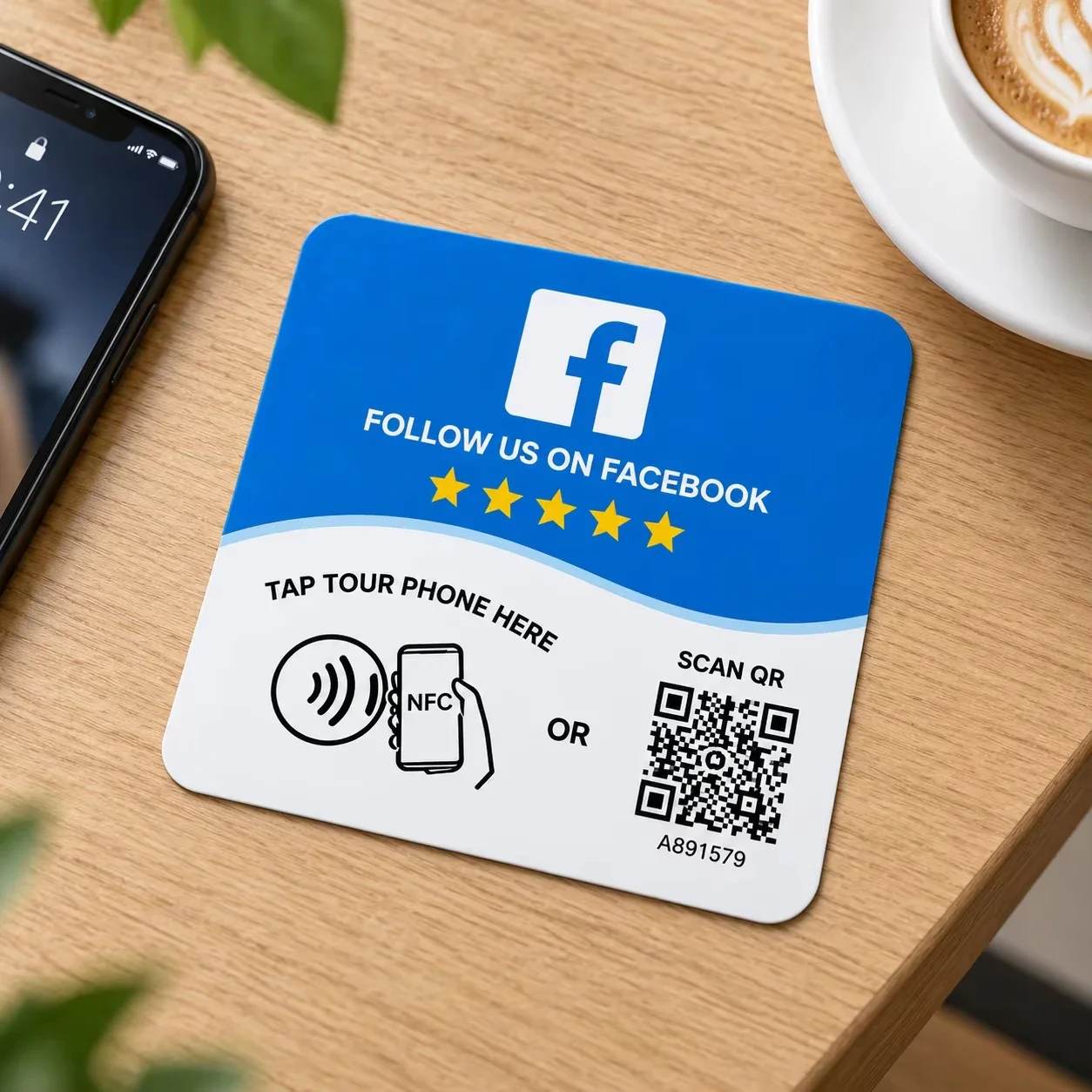 NFC 215 square programmable for Google Review Card NFC Station Table 13.56Mhz QR code editable Standing Card