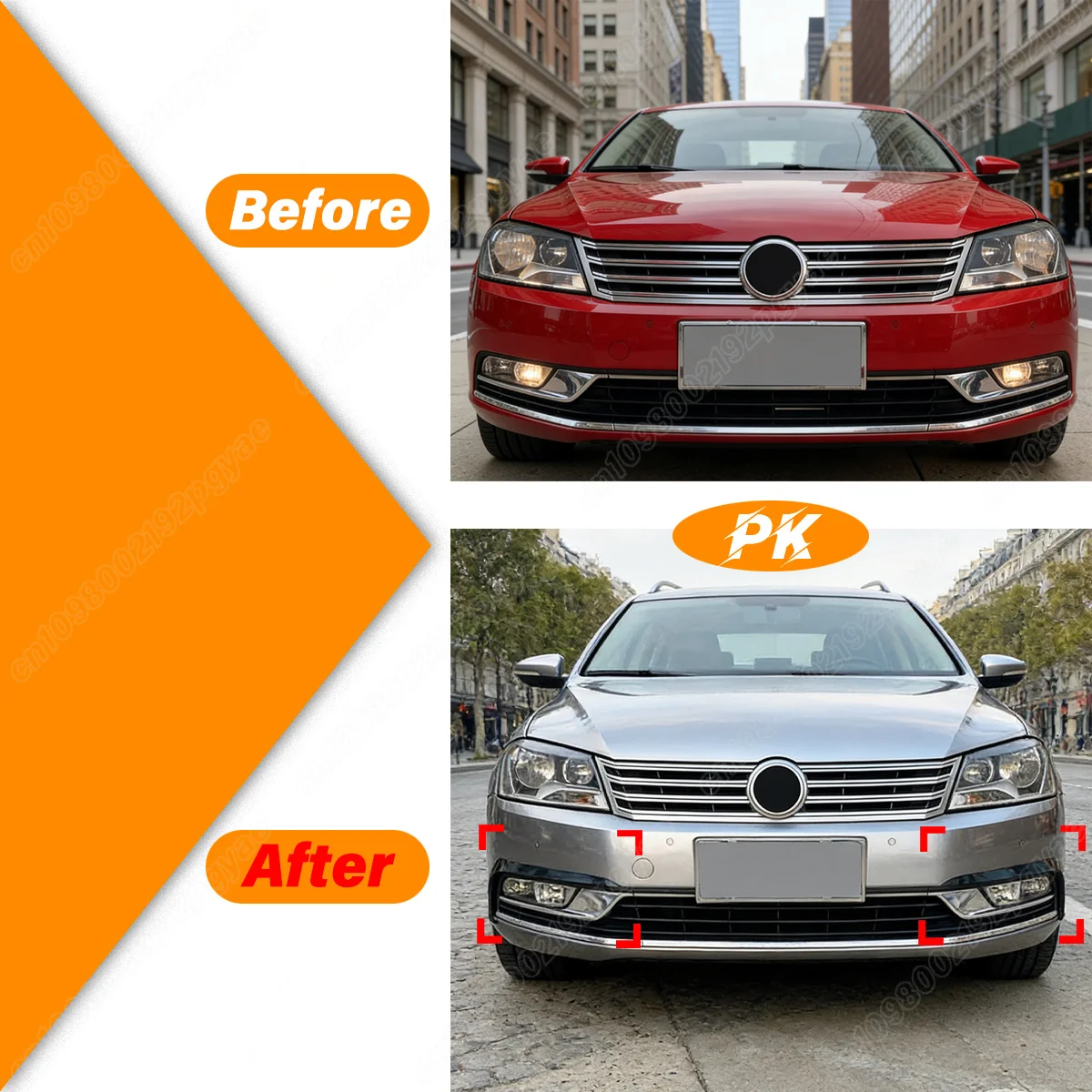 For Volkswagen VW Passat B7 Sedan 2011-2015 Air Blade Wind Knife Front Bumper Side Splitter Fog Light Surround Fin Air Vent Trim view 2