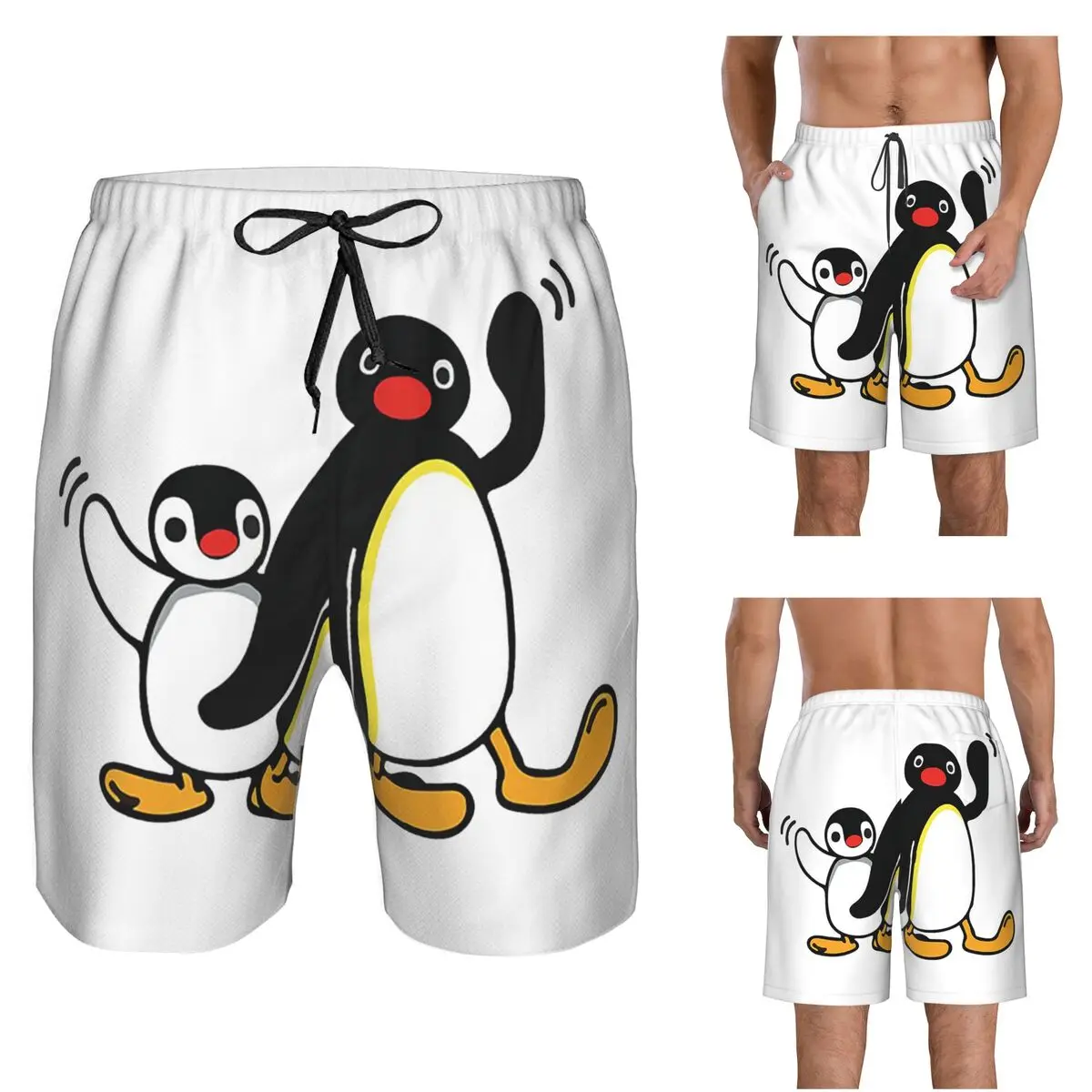 Pingu Trunks Beach Board Shorts Casual Quick Dry Swim Summer Men Pants