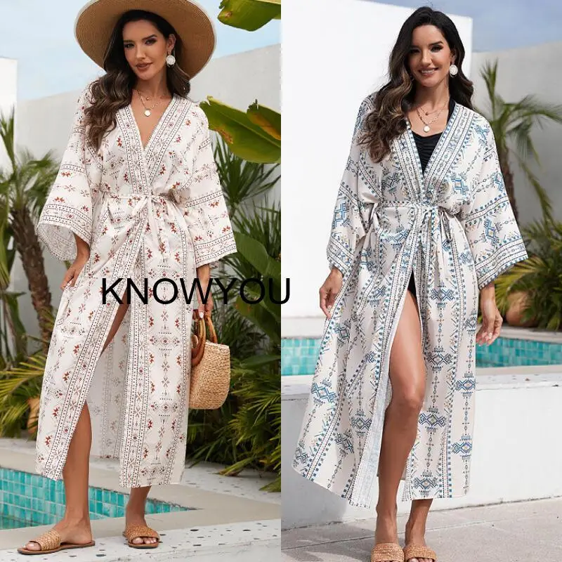 Bikini Sun Protection Cardigan Women Sexy Cover Ups Kimono Cardigan Swimwear Beach Vacation Kimono Beachwear Long Dresses