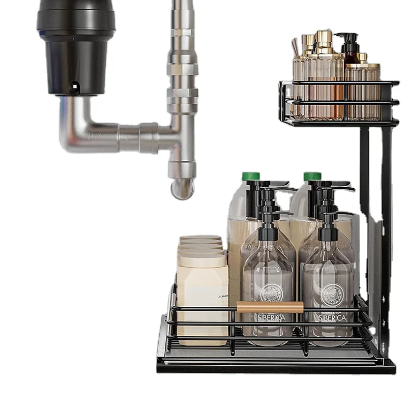 

Utility Kitchen Cabinet Pull Out Storage Rack Space Saving Desktop Bathroom Kitchen Storage Seasoning Rack