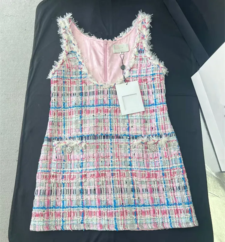 Customization European women's fashion 2026 spring new collection Long-sleeved colorful woven tweed coat and dress fashion set