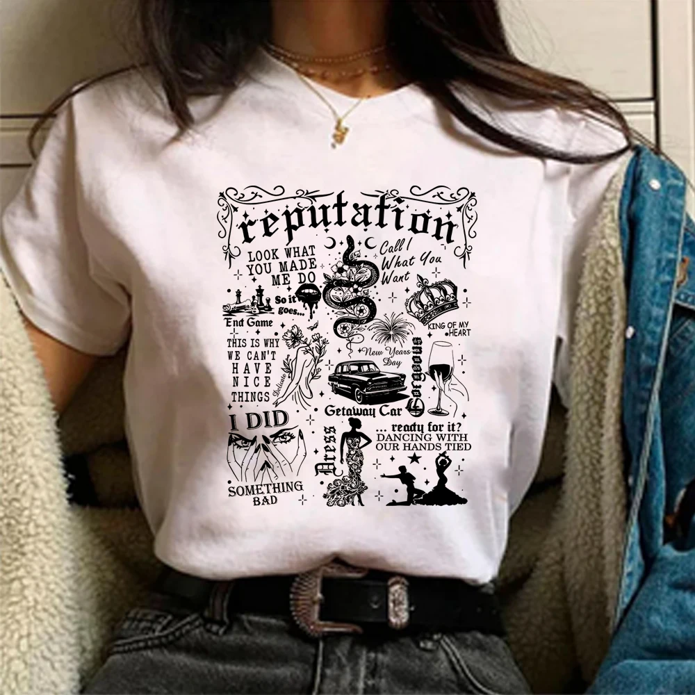 Harajuku The Eras Tour Word T-shirt Aesthetic Reputation Shirts Look What You Made Me Do Shirt Y2k Clothes Shirts for Women