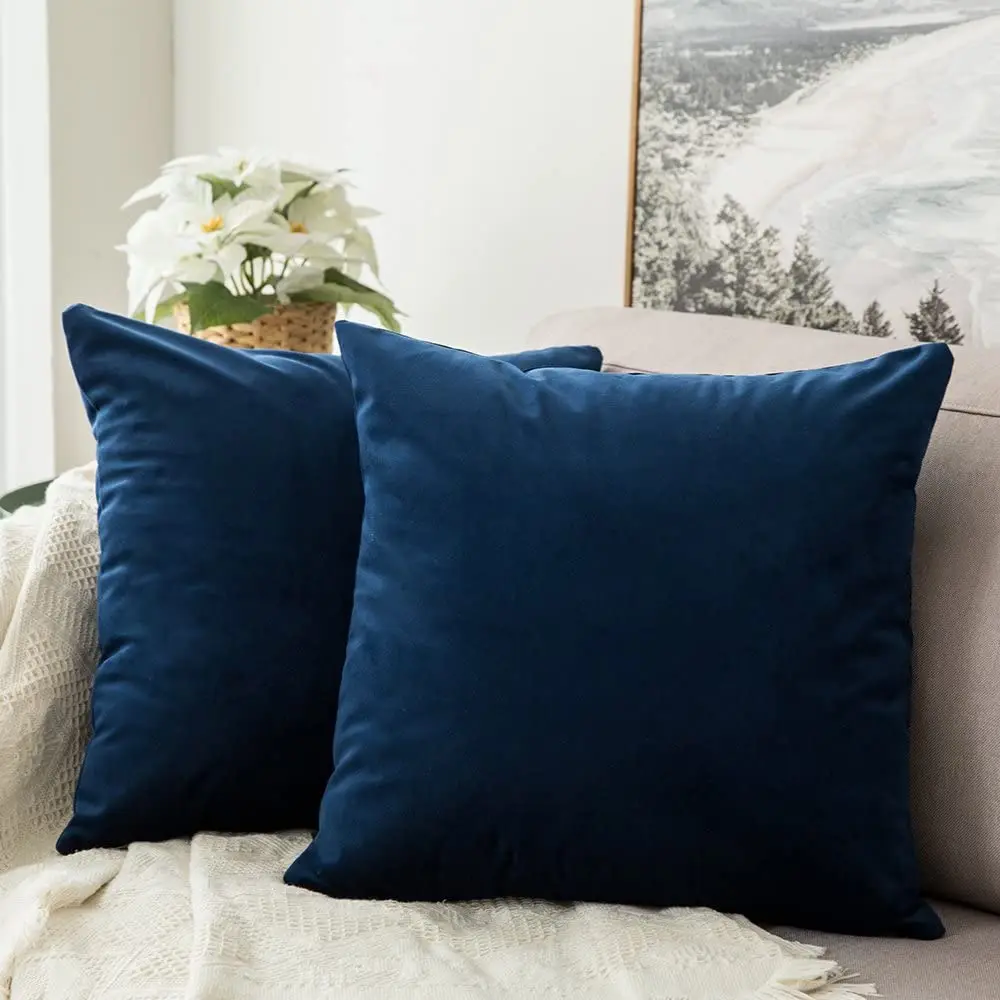 Velvet Cushion Cover Navy Blue Soft Pillow Cover 45X45 Pillow Case for Living Room Sofa Nordic Home Decor Throw Pillow Cover