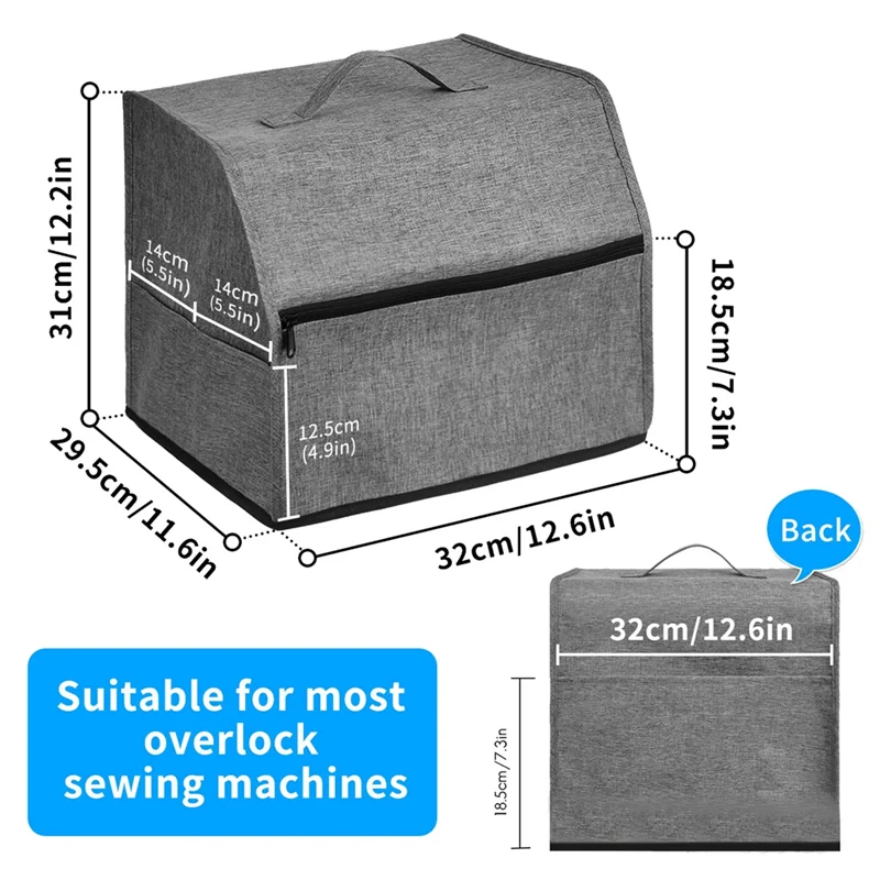 Afbeelding 7: J1UL1N Serger Machine Cover Met Zakken Voor Opslag, Naaimachine Stofkap Voor De Meeste Standaard Sergers, Overlock Machine Cover