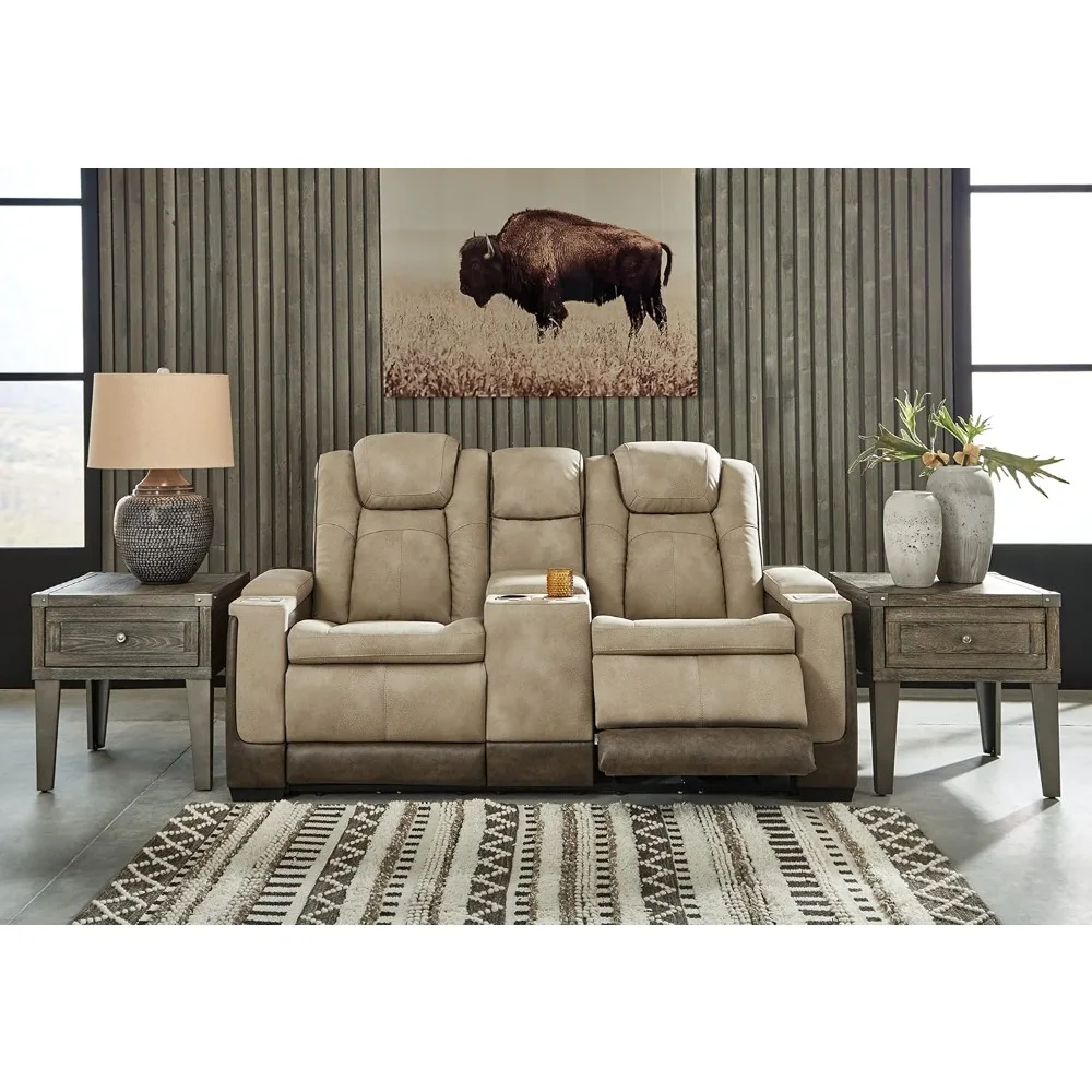 Next-Gen DuraPella Power Reclining Loveseat with Console & Adjustable Headrest,