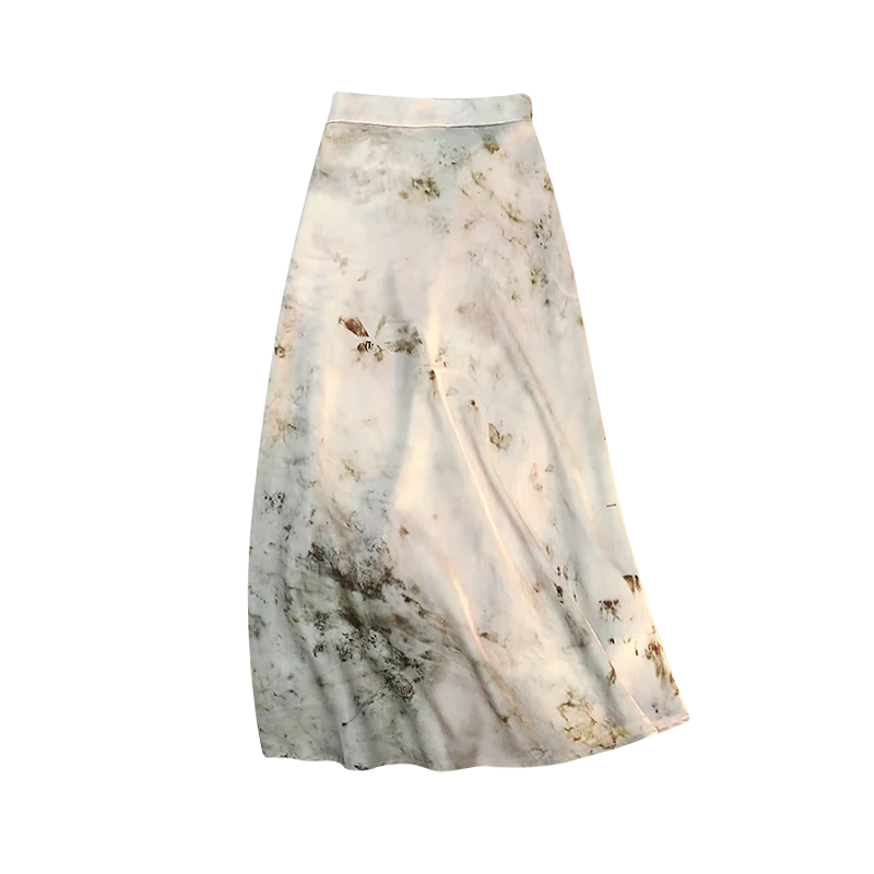 Seoulish Retro Floral Printed A-line Skirt for Women Spring Summer 2024 Vintage Elegant High Waist Style Swing Mid Length Skirt
