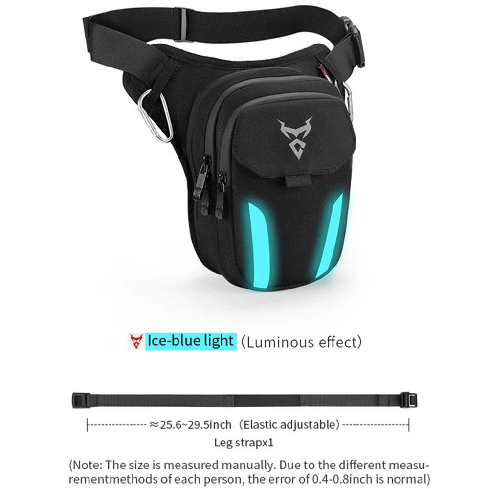 Blue Flashing Light Motorcycle Leg Bag Waterproof Motocross Thigh Bag, Splash-Proof, Multi-Pack Motorbike Waist Pouch, Crossbody