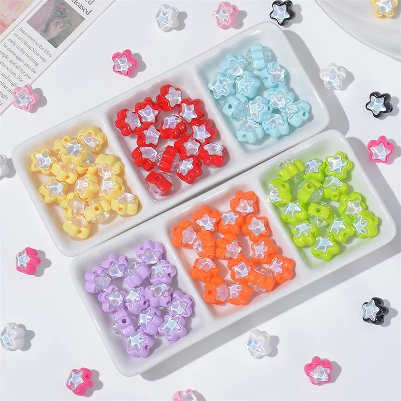 14MM Acrylic Baking Paint Inlay Zircon Beads Starlight Loose Spacer Beads For DIY Making Jewelry Bracelet Necklace Accessories